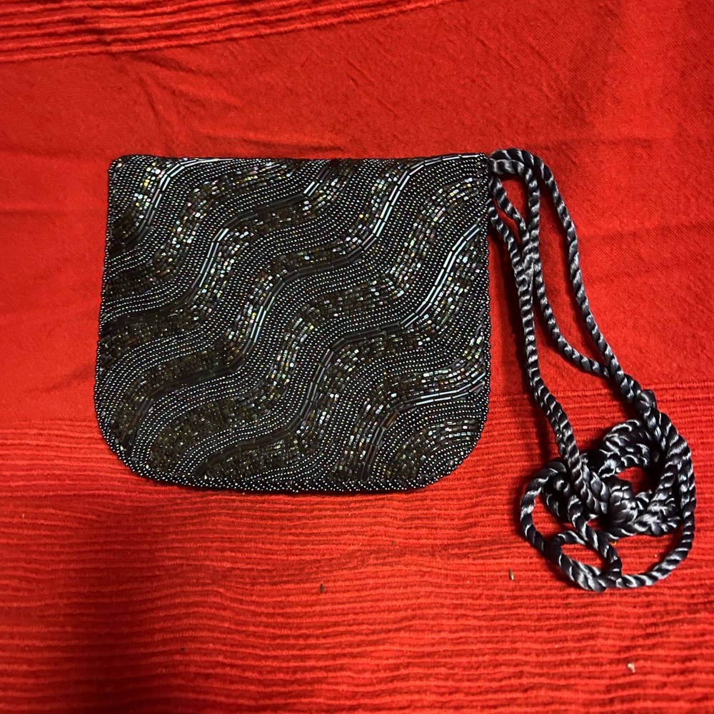 Elegant Black Beaded Evening Bag